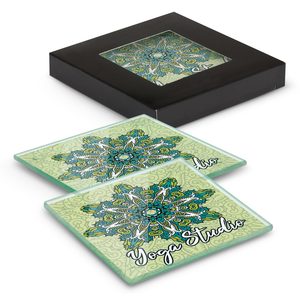 Venice Glass Coaster – Set of 2 – Square – Full Colour