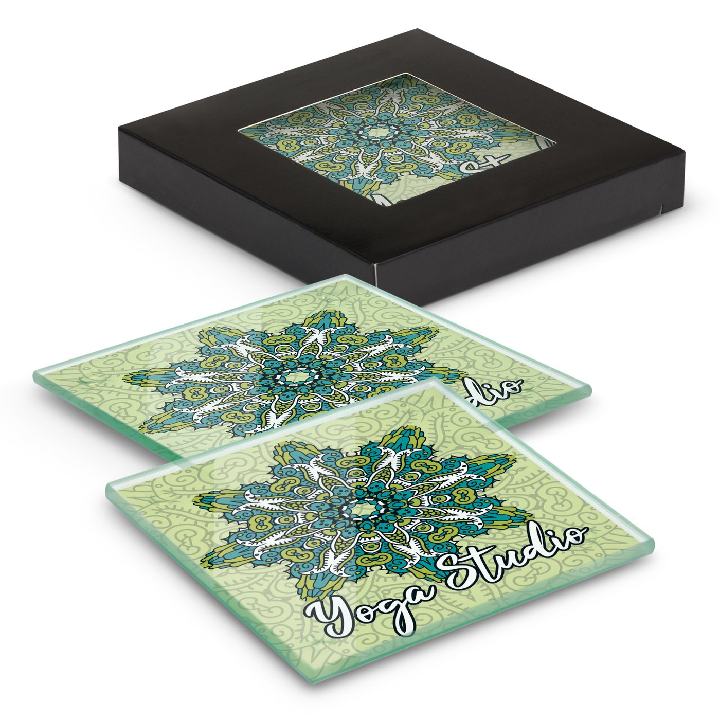 Venice Glass Coaster – Set of 2 – Square – Full Colour