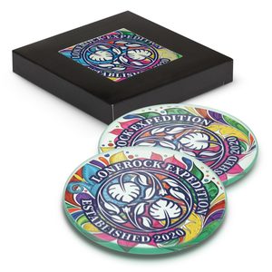 Venice Glass Coaster – Set of 2 – Round – Full Colour