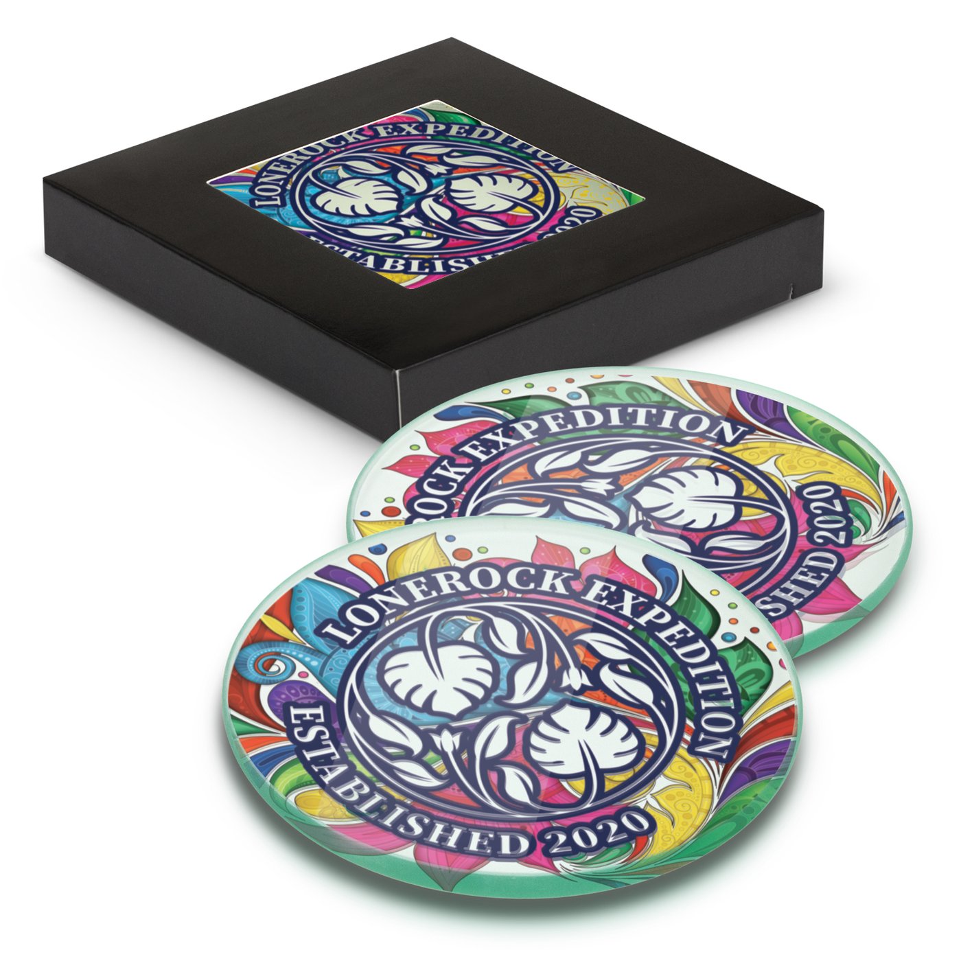 Venice Glass Coaster – Set of 2 – Round – Full Colour