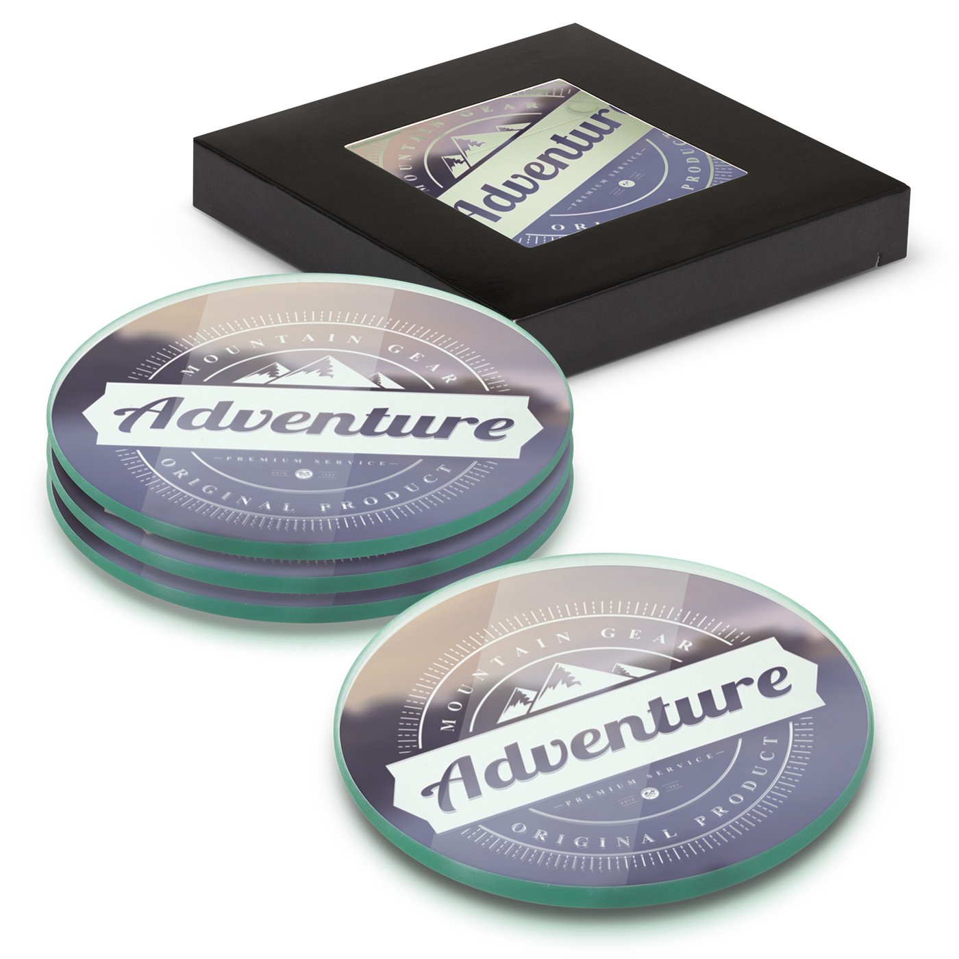 Venice Glass Coaster – Set of 4 – Round – Full Colour