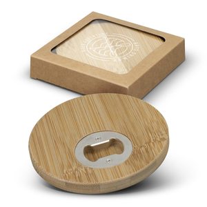 Bamboo Bottle Opener Coaster – Set of 2 – Round