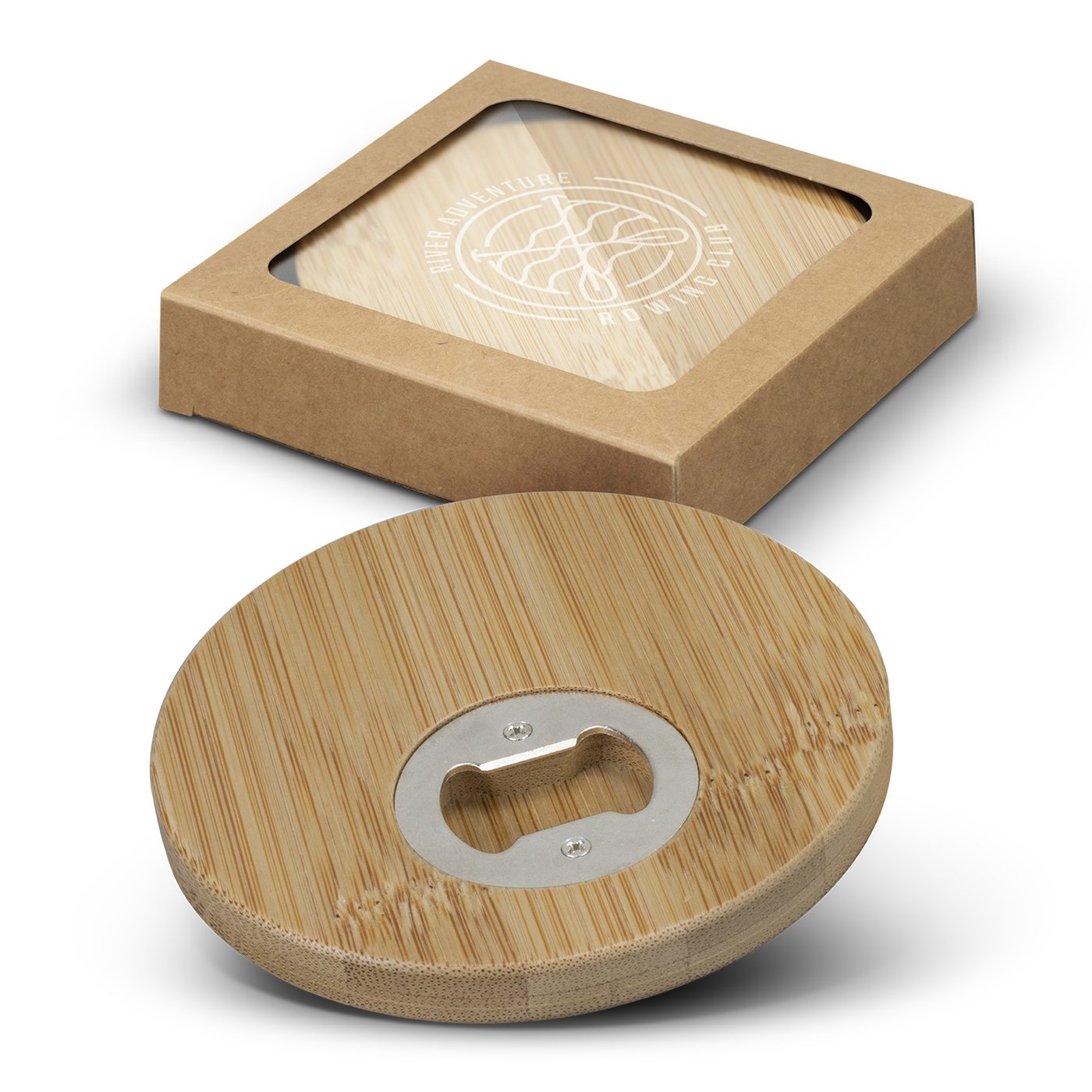 Bamboo Bottle Opener Coaster – Set of 2 – Round