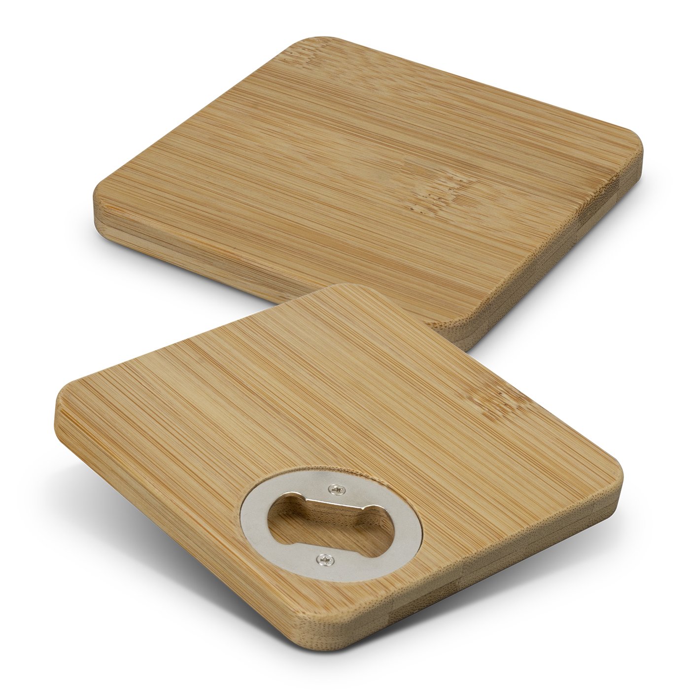 Bamboo Bottle Opener Coaster – Set of 2 – Square