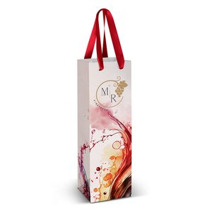 Wine Ribbon Handle Paper Bag – Full Colour